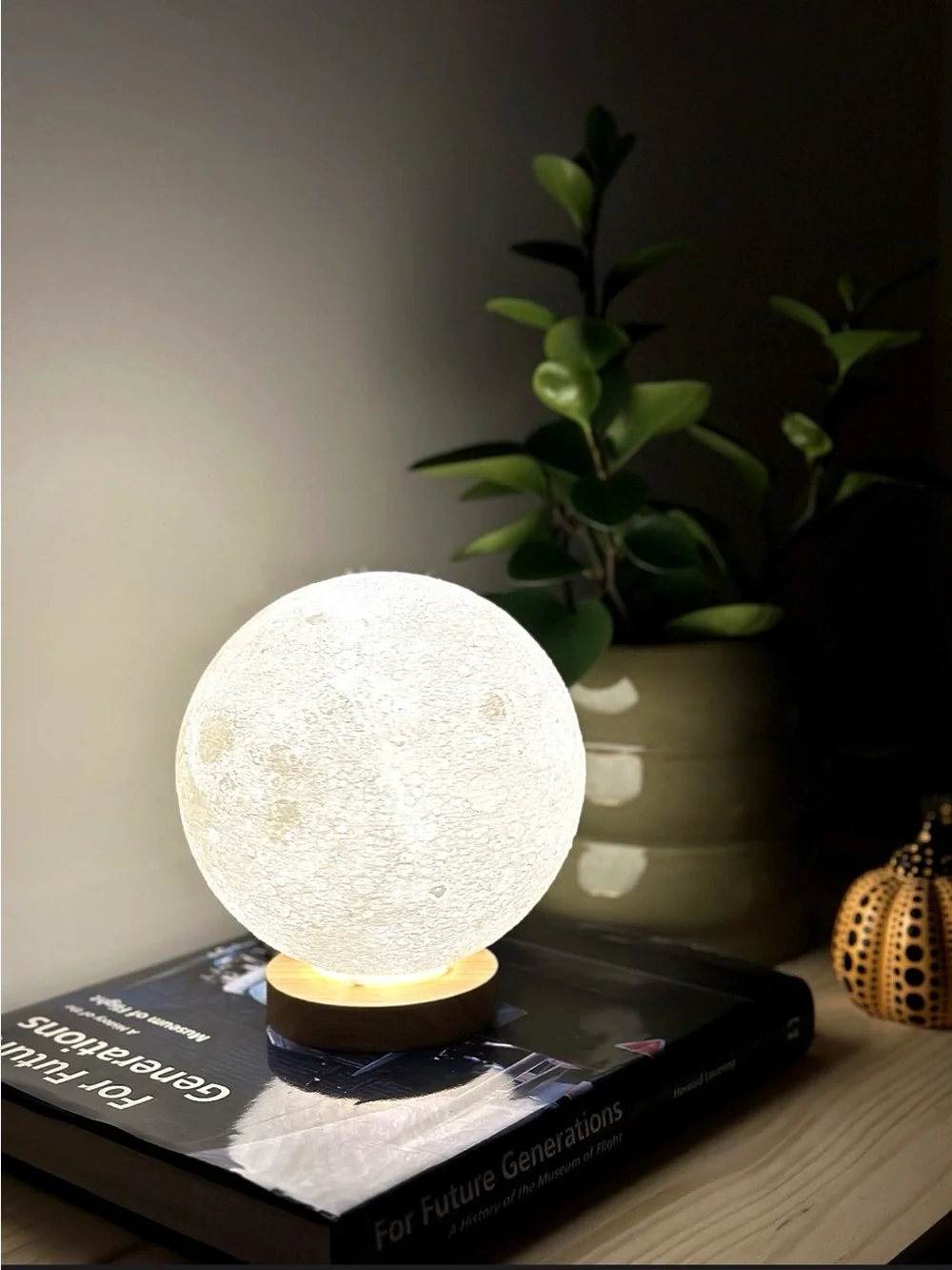 3D Printed Moon Lamp with Wooden LED Stand Lantern